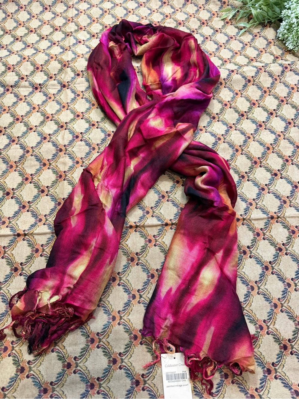 Coldwater creek Multicolor Tie-Dye Fringe Scarf